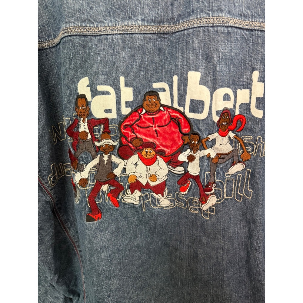 Platinum FUBU Fat Albert Gang Denim Jacket  XL Blue Embroidered 90s Hip Hop
